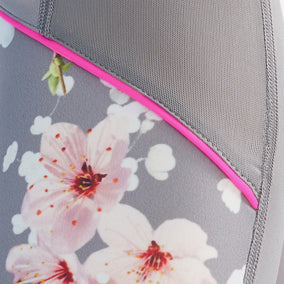 Myuni Oriental Blossom Mesh Panel Leggings